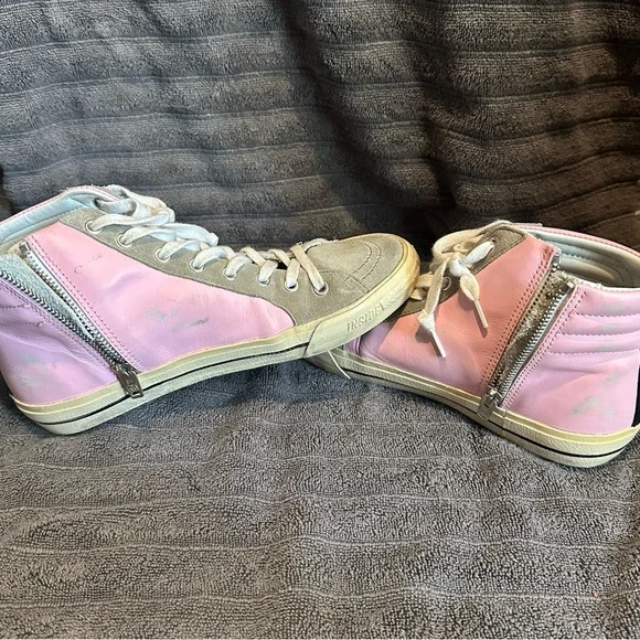 Golden Goose Pink and Silver High-Top Sneakers - Picture 2 of 4
